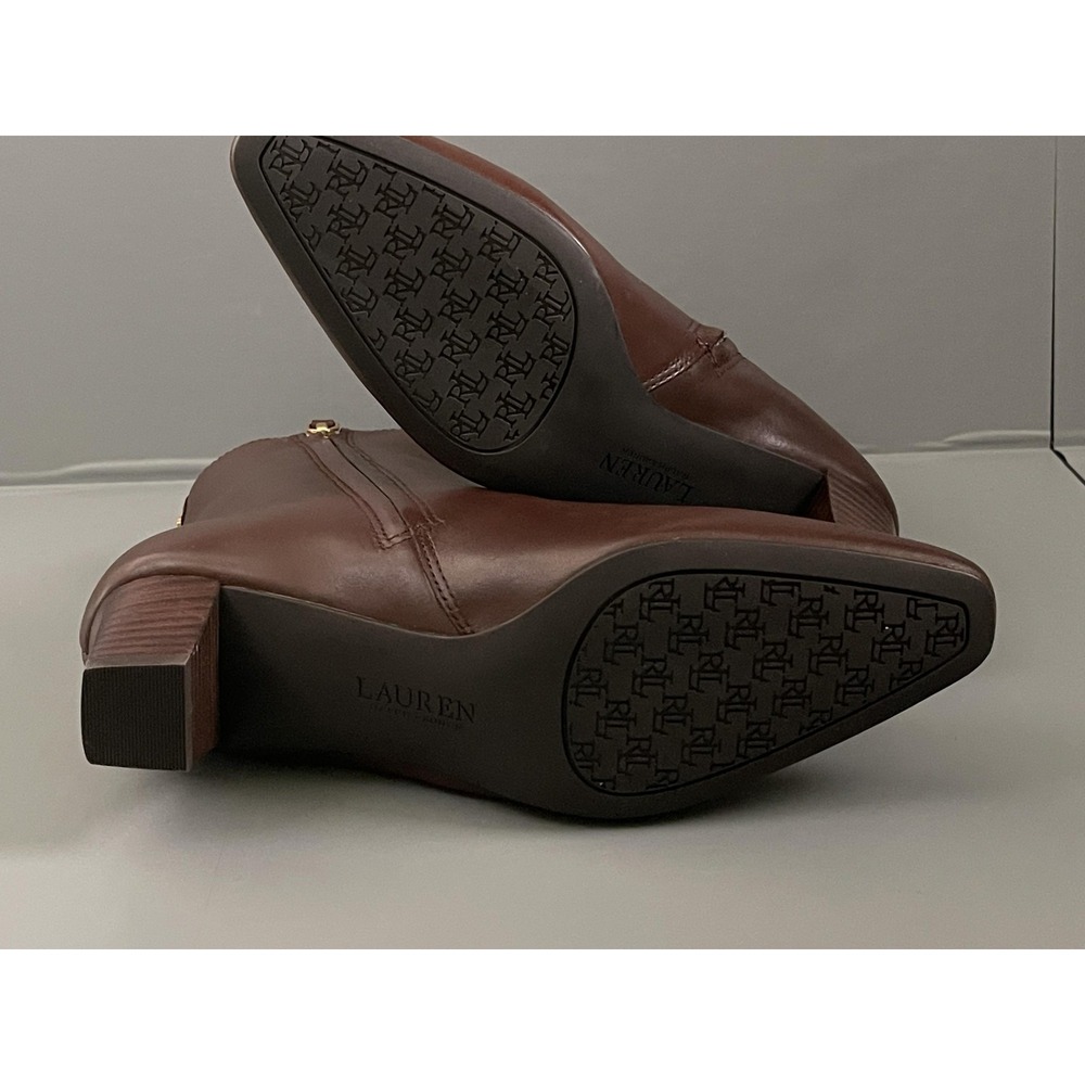 Lauren Ralph Lauren Boots Womens Size 5.5 Brown WILLA-BO-BTE Ankle Block Heel - Picture 6 of 9